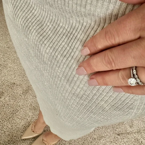 | abercrombie & fitch • cream heathered ribbed sweater skirt • large | - Picture 5 of 7